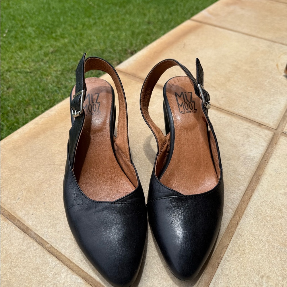 Miz Mooz Black Heels Slingback Pumps
